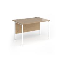 Contract 25 straight desk with white H-Frame leg 1200mm x 800mm - kendal oak top
