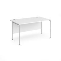 Contract 25 straight desk with silver H-Frame leg 1400mm x 800mm - white top