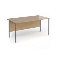 Contract 25 straight desk with graphite H-Frame leg 1600mm x 800mm - kendal oak top
