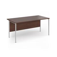 Contract 25 straight desk with silver H-Frame leg 1600mm x 800mm - walnut top