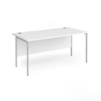 Contract 25 straight desk with silver H-Frame leg 1600mm x 800mm - white top