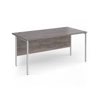 Contract 25 straight desk with white H-Frame leg 1600mm x 800mm - grey oak top