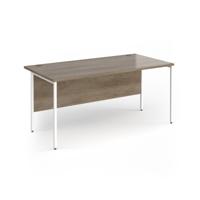 Contract 25 straight desk with white H-Frame leg 1600mm x 800mm - Nebraska Oak top