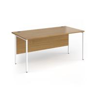 Contract 25 straight desk with white H-Frame leg 1600mm x 800mm - oak top