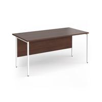 Contract 25 straight desk with white H-Frame leg 1600mm x 800mm - walnut top