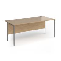 Contract 25 straight desk with graphite H-Frame leg 1800mm x 800mm - kendal oak top