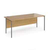 Contract 25 straight desk with graphite H-Frame leg 1800mm x 800mm - oak top
