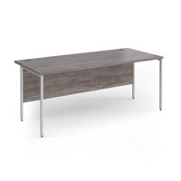 Contract 25 straight desk with silver H-Frame leg 1800mm x 800mm - grey oak top