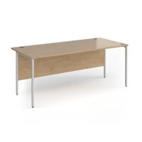 Contract 25 straight desk with silver H-Frame leg 1800mm x 800mm - kendal oak top