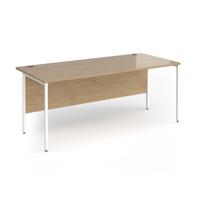 Contract 25 straight desk with white H-Frame leg 1800mm x 800mm - kendal oak top