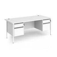 Contract 25 straight desk with 2 and 2 drawer pedestals and white H-Frame leg 1800mm x 800mm - white top