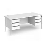 Contract 25 straight desk with 3 and 3 drawer pedestals and white H-Frame leg 1800mm x 800mm - white top