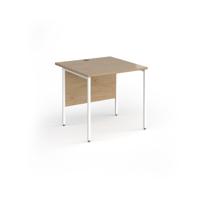 Contract 25 straight desk with white H-Frame leg 800mm x 800mm - kendal oak top