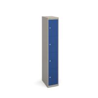 Bisley lockers with 4 doors 457mm deep - grey with blue doors