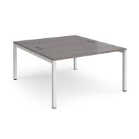 Connex back to back desks 1400mm x 1600mm - white frame, grey oak top
