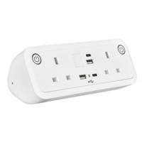 Comet desk top power module 2 x UK sockets, USB A&C fast charge - White