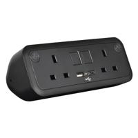 Comet 100W desk top module 2 x UK sockets, USB A&C fast charge (100W) transformer - black
