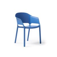 Contra one piece polypropylene chair with integrated arms in blue