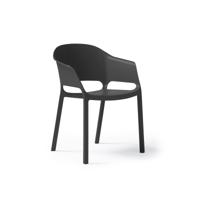 Contra one piece polypropylene chair with integrated arms in black