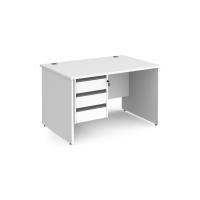 Contract 25 straight desk with 3 drawer graphite pedestal and panel leg 1200mm x 800mm - white