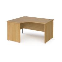 Contract 25 left hand ergonomic desk with panel ends and graphite corner leg 1400mm - oak