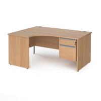 Contract 25 panel leg LH ergonomic desk with 2 drawer ped