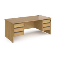Contract 25 straight desk with 3 and 3 drawer graphite pedestals and panel leg 1800mm x 800mm - oak