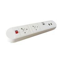 Chroma clip-on power module 2 x UK sockets, 1 x twin USB fast charge, 2 x RJ45 sockets - white