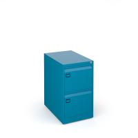 Steel 2 drawer executive filing cabinet 711mm high - blue