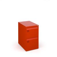 Steel 2 drawer executive filing cabinet 711mm high - red