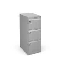 Steel 3 drawer executive filing cabinet 1016mm high - silver