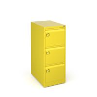 Steel 3 drawer executive filing cabinet 1016mm high - yellow