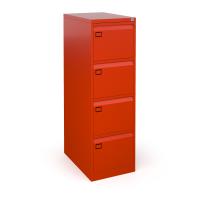 Steel 4 drawer executive filing cabinet 1321mm high - red