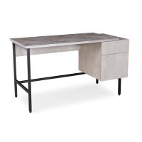 Delphi home office workstation with integrated pedestal – Concrete grey with black frame