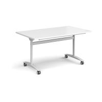 Rectangular deluxe flip top meeting table with white frame 1400mm x 800mm - white
