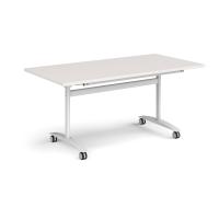 Rectangular deluxe flip top meeting table with white frame 1600mm x 800mm - Light Grey