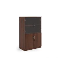 Deluxe combination unit with glass upper doors 1600mm high with 3 shelves - Walnut