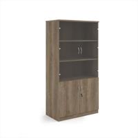 Deluxe combination unit with glass upper doors 2000mm high with 4 shelves - Nebraska Oak