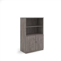 Deluxe combination unit with open top 1600mm high with 3 shelves - Grey Oak