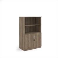 Deluxe combination unit with open top 1600mm high with 3 shelves - Nebraska Oak