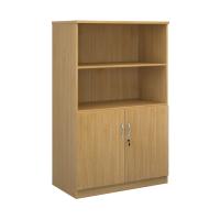 Deluxe combination unit with open top 1600mm high with 3 shelves - oak