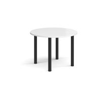 Circular black radial leg meeting table 1000mm - white