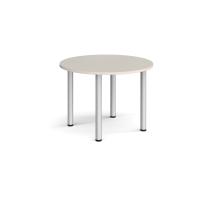 Circular silver radial leg meeting table 1000mm - Light Grey