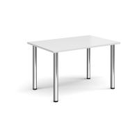 Rectangular chrome radial leg meeting table 1200mm x 800mm - white