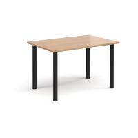 Rectangular black radial leg meeting table 1200mm x 800mm - beech