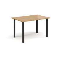 Rectangular black radial leg meeting table 1200mm x 800mm - oak