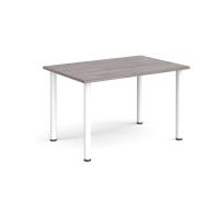 Rectangular white radial leg meeting table 1200mm x 800mm - grey oak