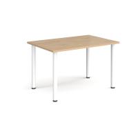Rectangular white radial leg meeting table 1200mm x 800mm - Kendal oak