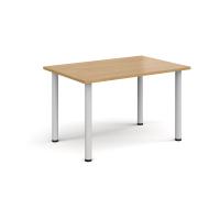 Rectangular white radial leg meeting table 1200mm x 800mm - oak