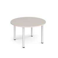 Circular silver radial leg meeting table 1200mm -Light Grey